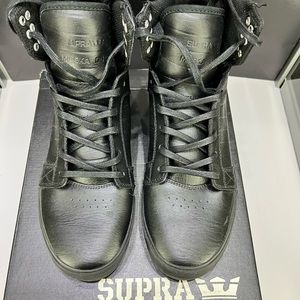 Supra Skytop Muska 001 all black leather red bottoms
